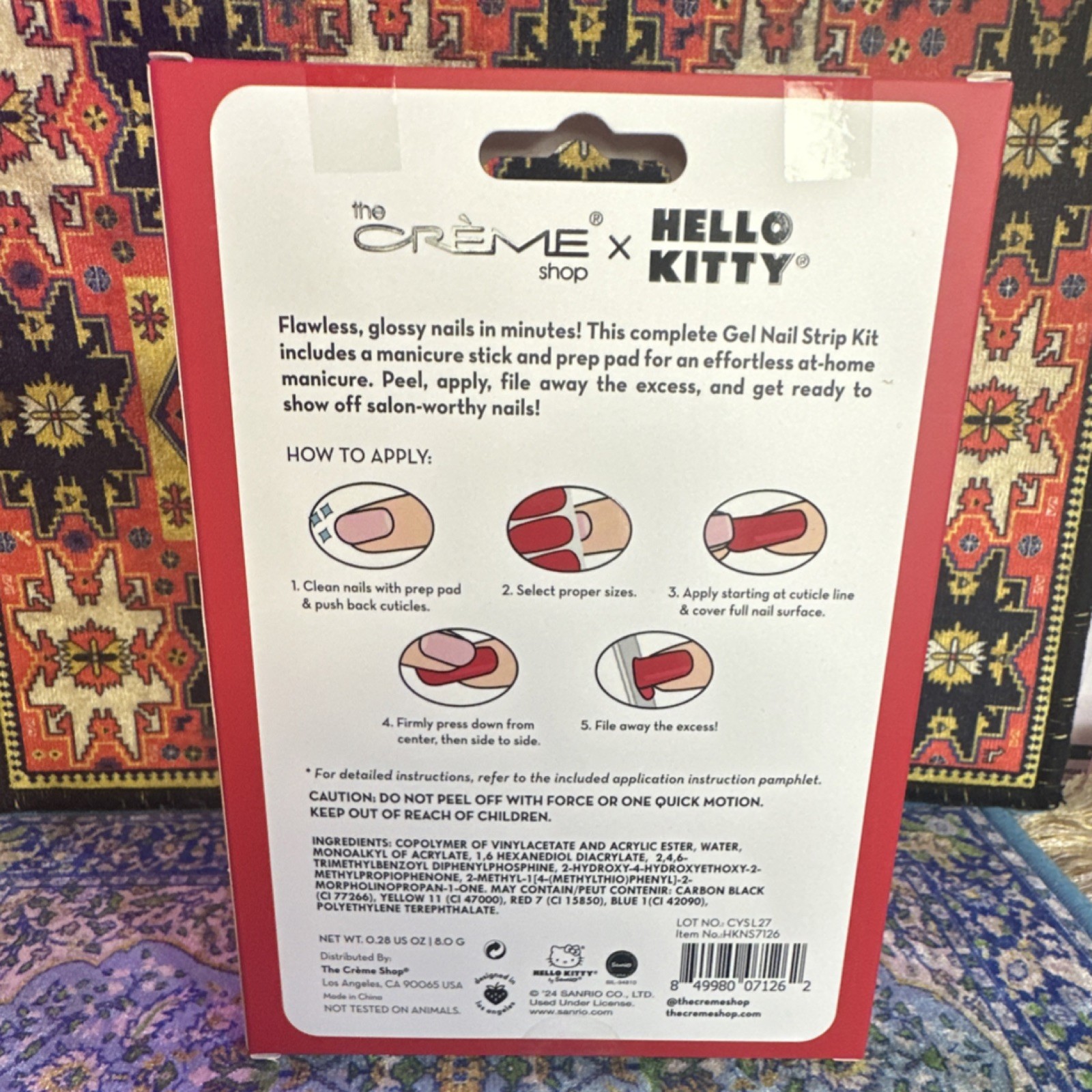 The Crème Shop x Hello Kitty Gel Nail Strip Kit 35pc Glossy Vegan