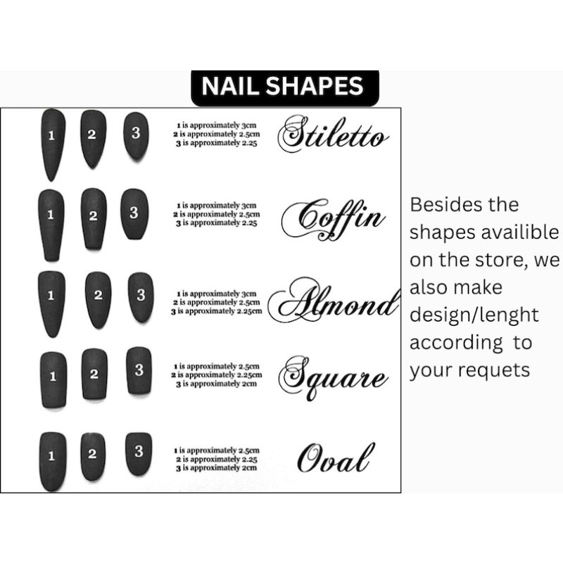10-Press on Nails Flower Animal Print Metallic Square Nail Set Reusable Handmade