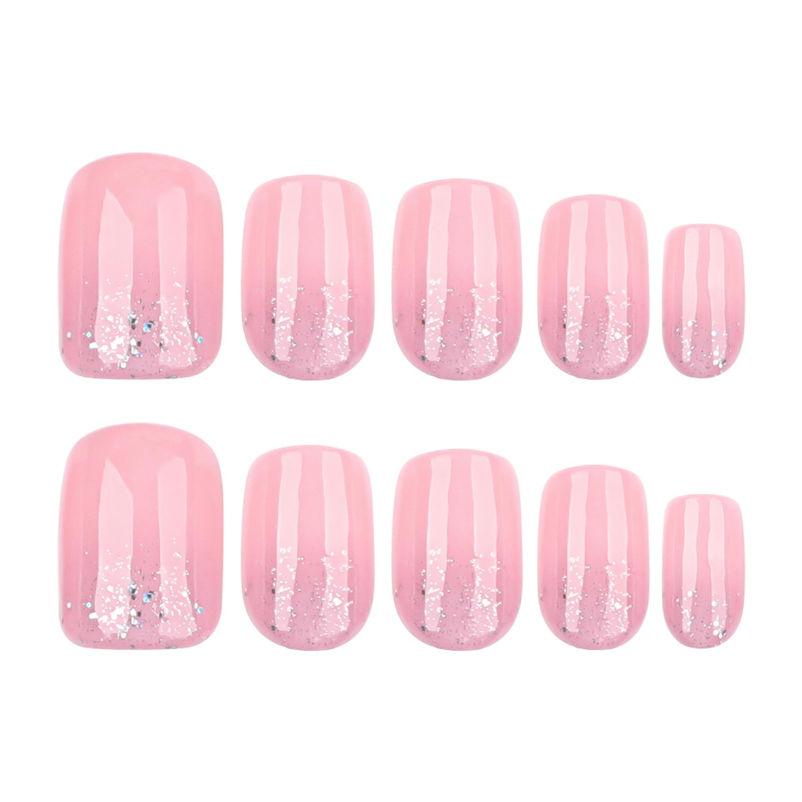 XZMeiLun Nude Pink Press on Nails Short Square Round, Base Glitter Design, Re…