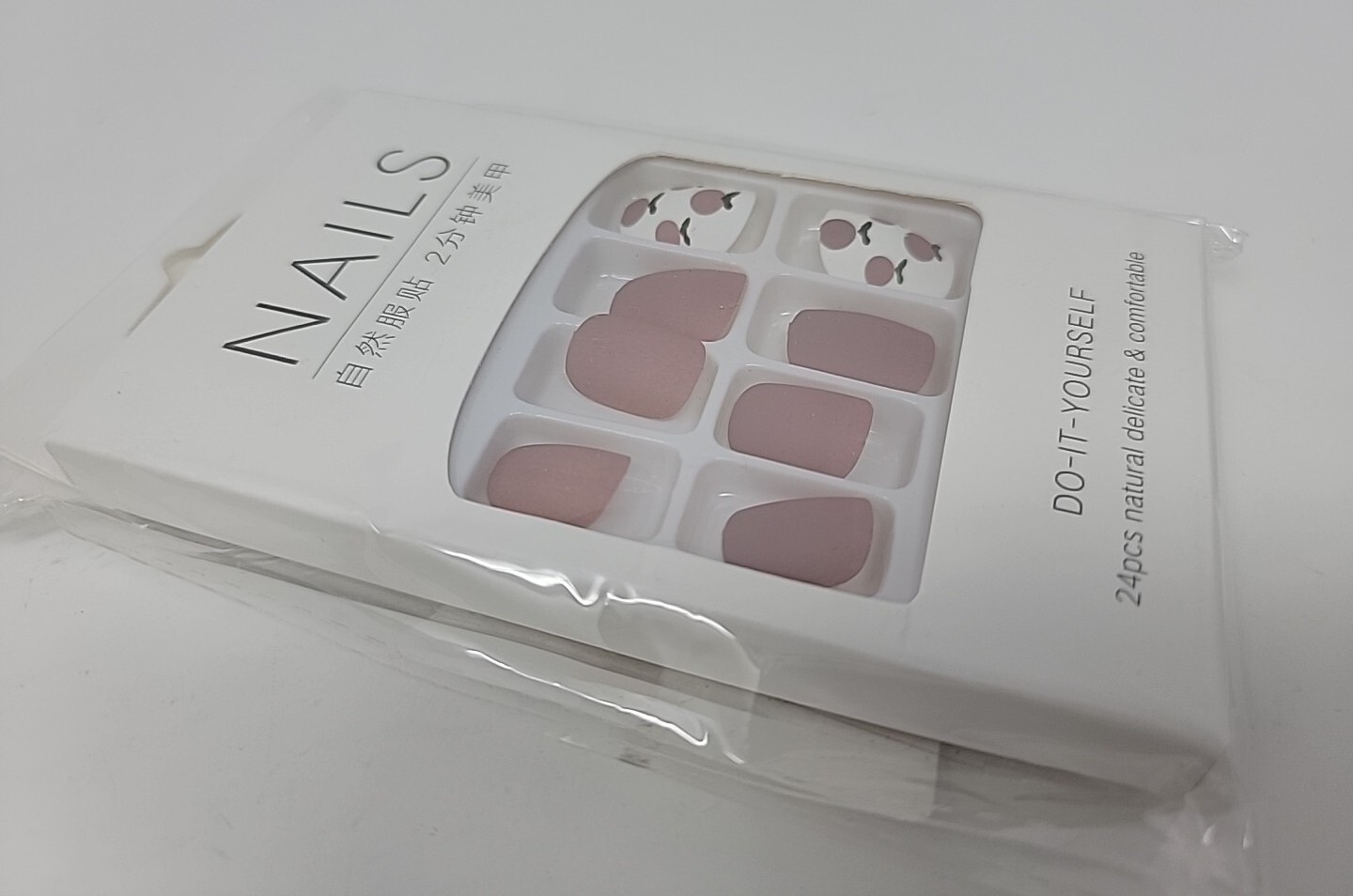 Sethexy Matte Short False Nails Pink Square Juicy Peach Frested Cute Style 24Pcs