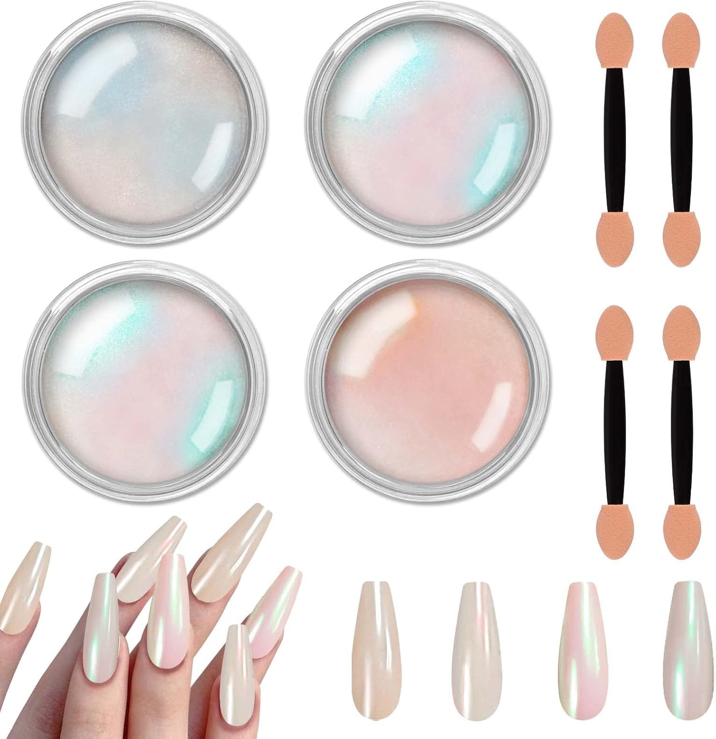 Chrome Nail Powder Metallic Mirror Pigment Iridescent Aurora Mermaid Pearl