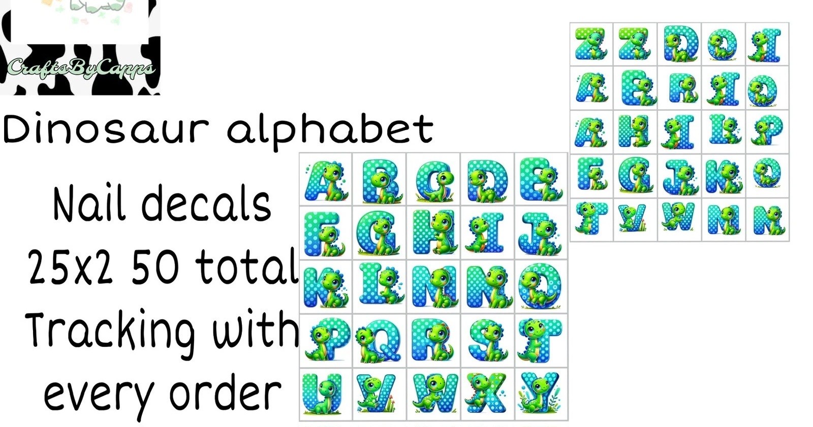 Dinosaur Waterslide Nail Art Decals Set Of 50, Instructions Bonus KC