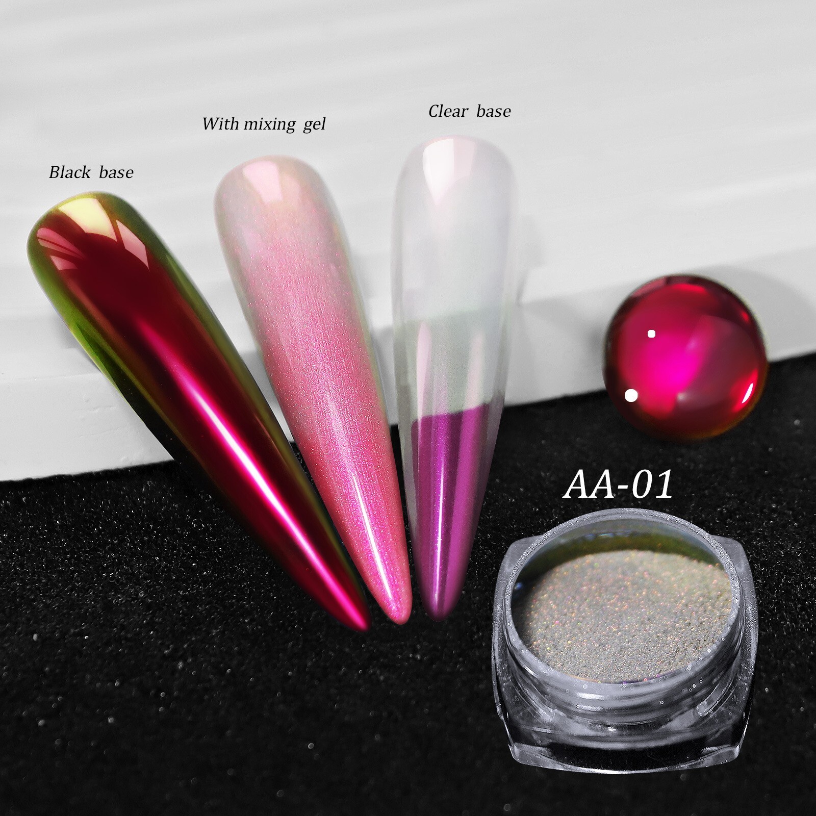 12 Jars Magic Mirror Nail Art Powder Chameleon Laser Nail Glitter for False Tips