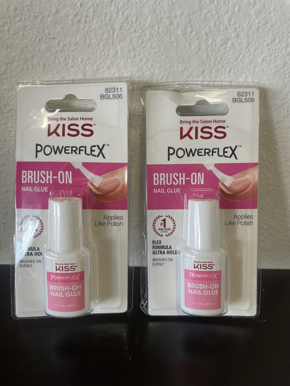 KISS PowerFlex Brush-On Nail Glue, Ultra Hold Flex Formula 2 Pack