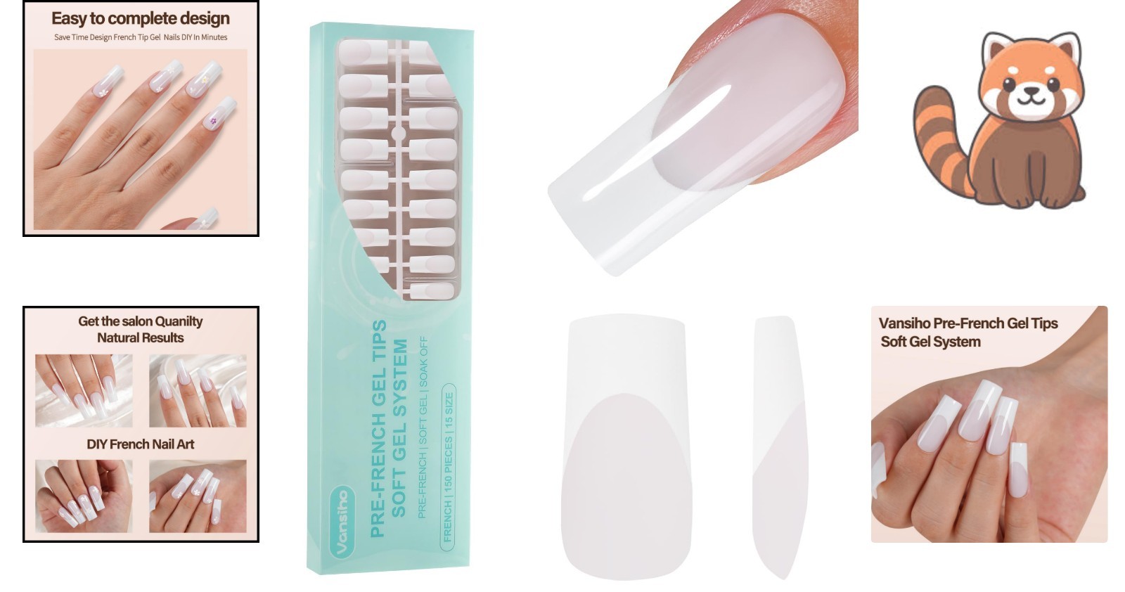 150PCS Milky White French Gel Nails – Long Square Soft Tips, No Primer Needed!