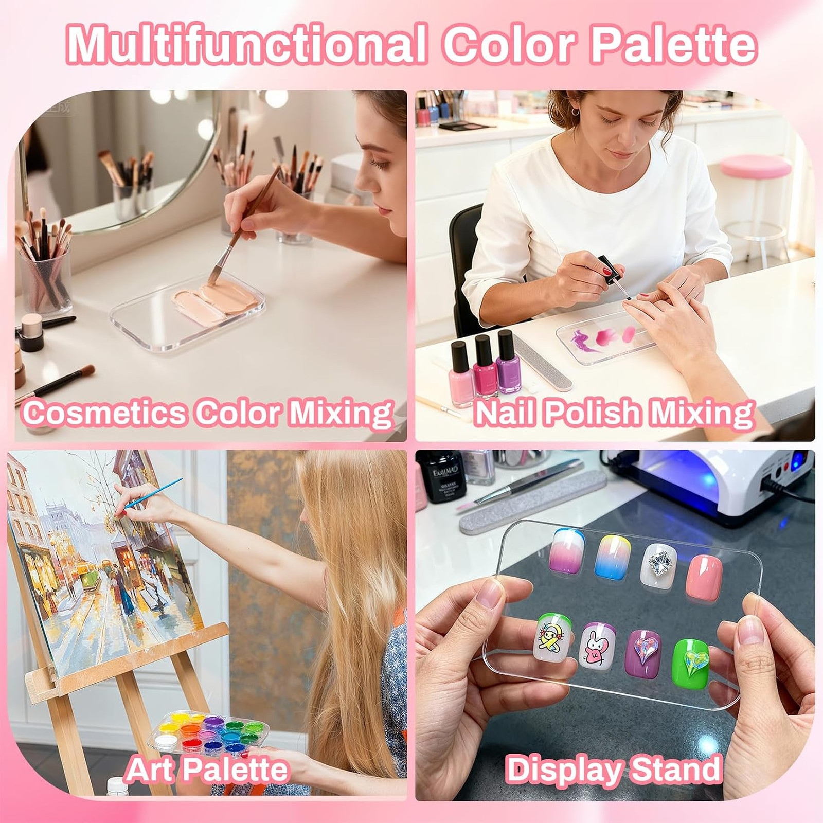Acrylic Transparent Gel Nail Polish Mixing Plate Palette for Gel Polish Nail