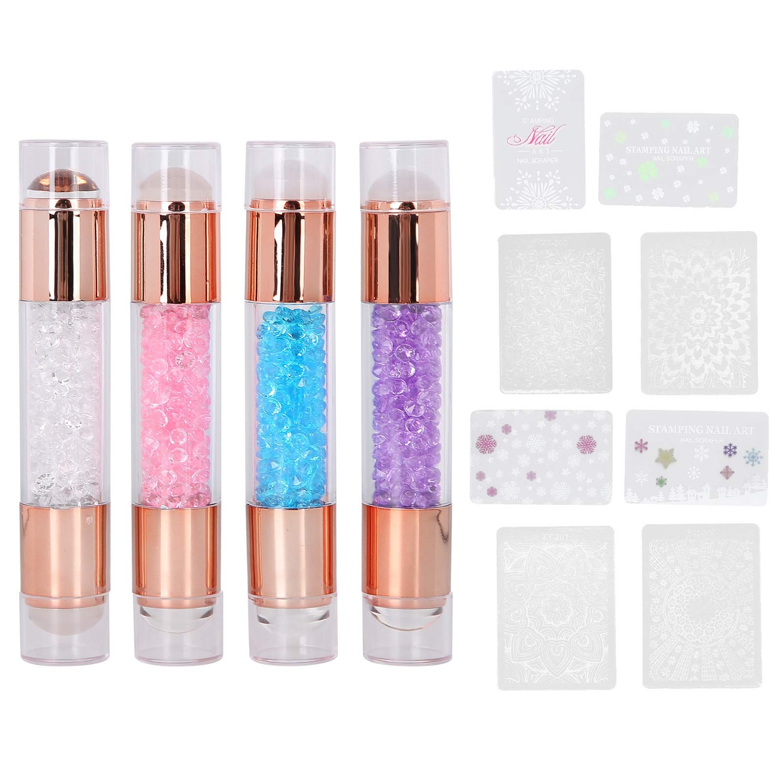Manicure Stamping Plates , Fashionable 4Sets Double Ended Pen Colorful Rhines…