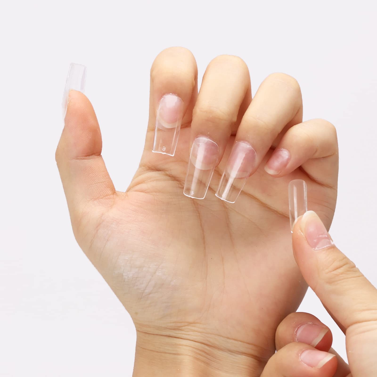 550 Pcs Medium Square Nail Tips Full Cover Clear Fake Nails for Nail Extensio…