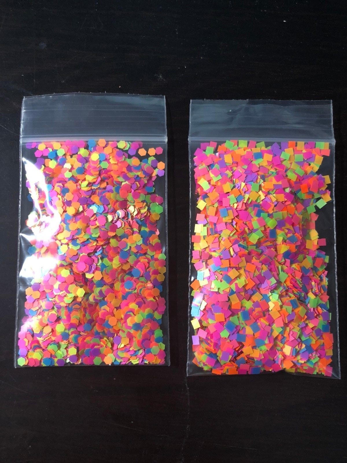 Solvent Resistant 2MM hexagon Shape Mixed Neon ~ Nail Art/Acrylic/Gel/~ USA