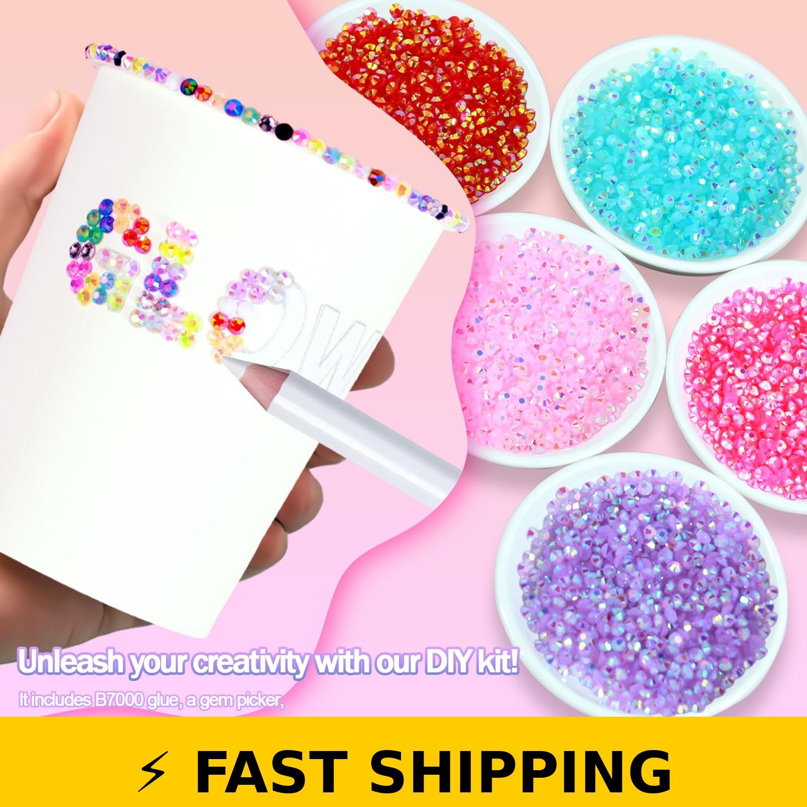 DEWJDFSC 50000+ Pcs Rhinestones Bedazzle Kit with B7000 Glue