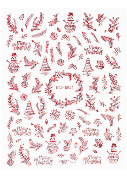New Year Christmas 3D Reindeer Horn Santa Claus Snowflake Red Self-Adhesive NH21