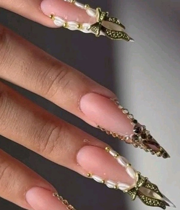 Bows For Nails Manicure Crystal Jewelry Nail Art Butterfly 6Pcs *gold*