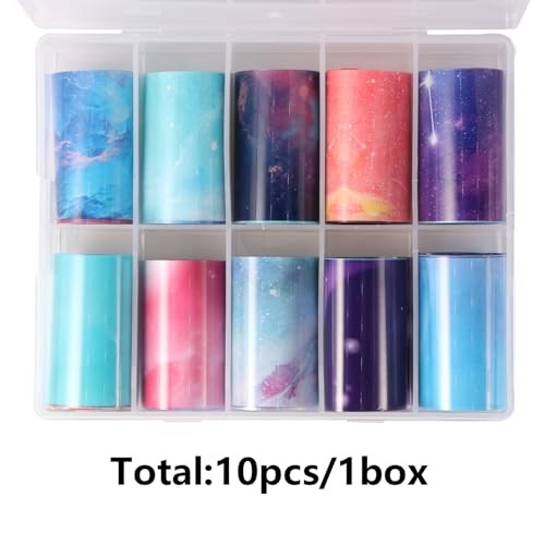 10 Sheets Nail Foil Nail Transfer Foil Starry Sky Star Laser Marble Print Nail