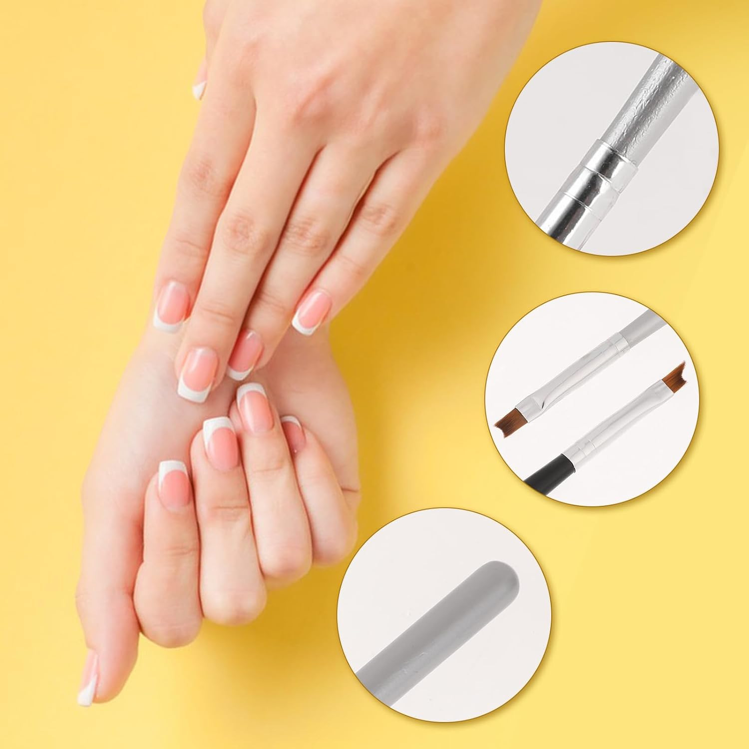 French Tip Nail Brushes Set, Oblique Head Nail Brushes Moon Shape French Brush O