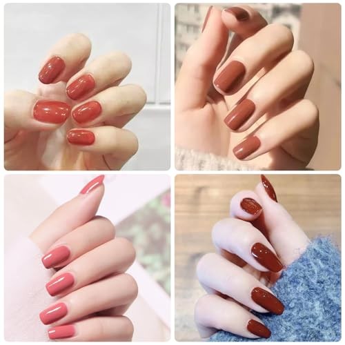 20 Sheets 280 Pcs Red Nail Stickers Full Nail Wraps，Solid Nail Polish Style 4
