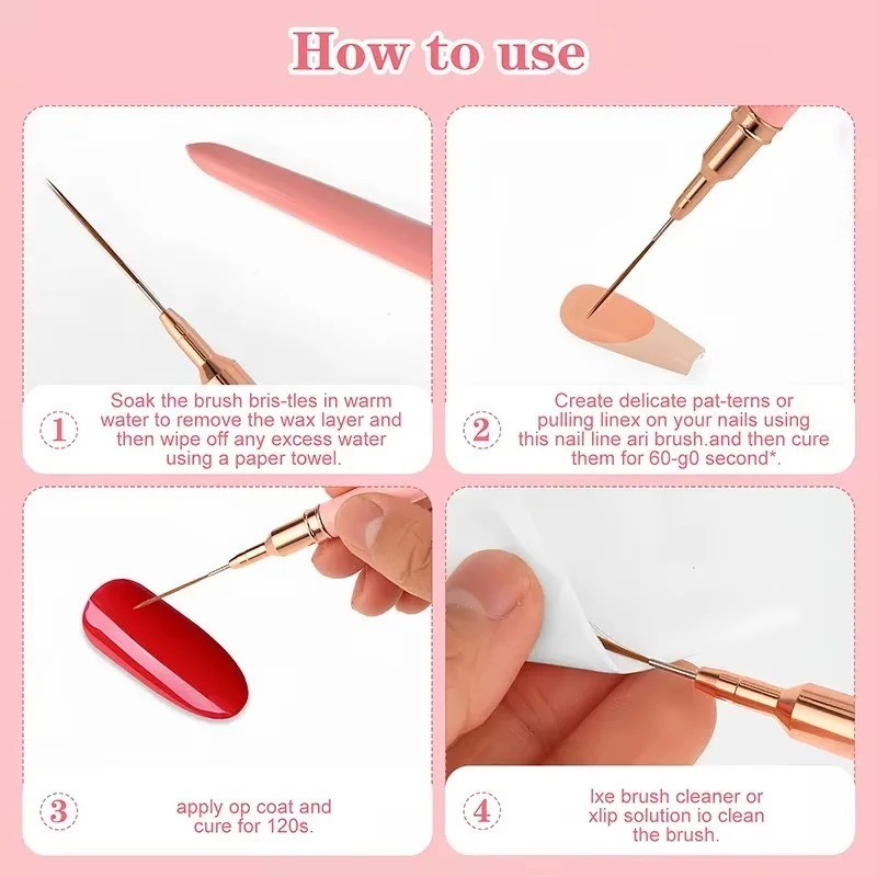 5PCS Nail Art Liner Brush Set UV Gel French Stripe Drawing Tool Kit