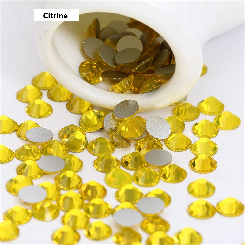 288 720 1440pcs Citrine Nail Art Rhinestone Flatback Glitter 3D Tips Decoration