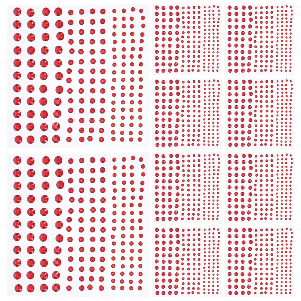 20Pcs Red Acrylic Nail Stickers Durable Self Adhesive Nail Art Decoration