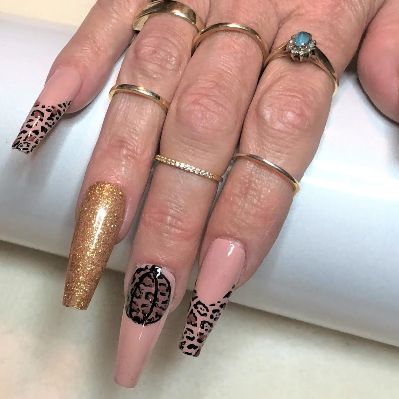 Leopard Print Pumpkins Press-On Nail Set – Ex-Long Ballerina (Size 0-8)