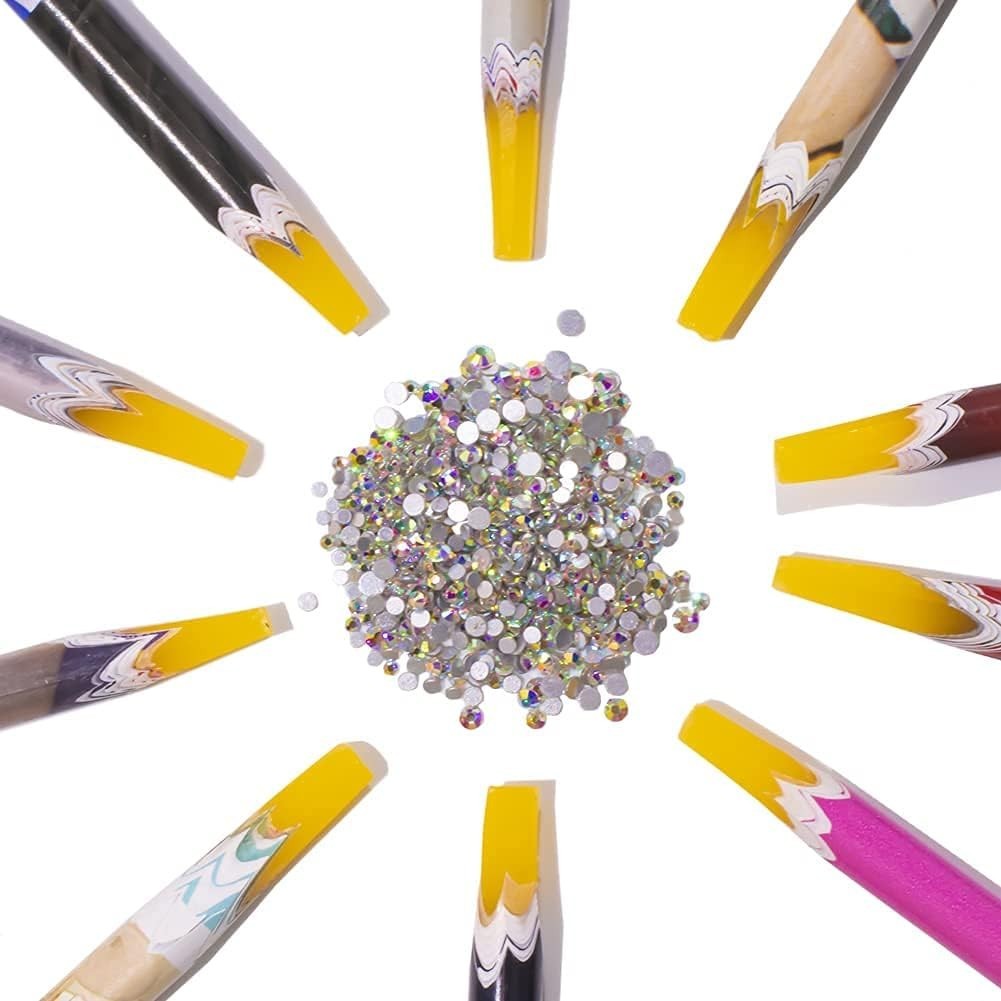 10-Pack Self-Adhesive Rhinestone Pickup Pencil Set for Nail Art