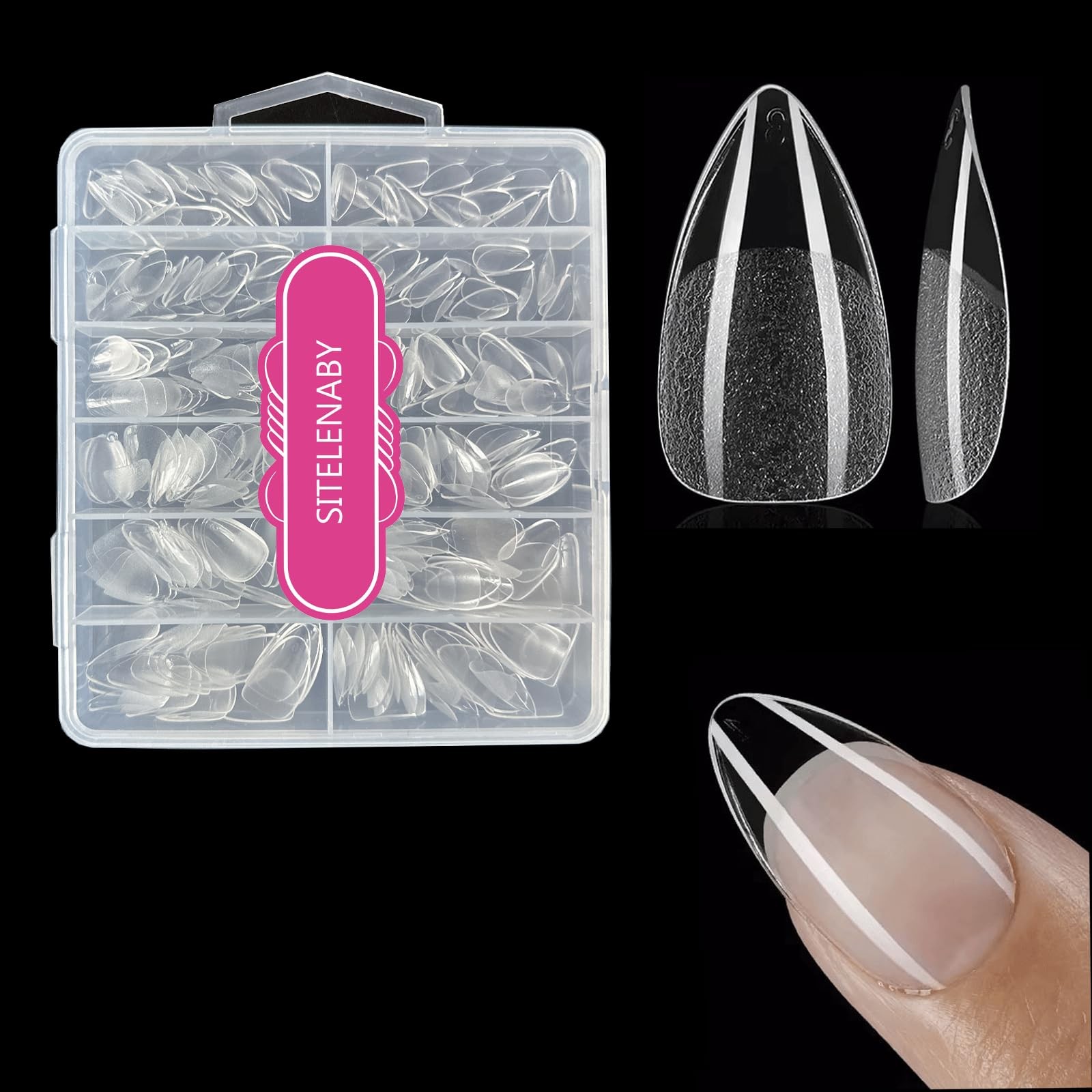 Almond Nail Tips:Full Cover Almond Press On Nails,Soft Gel Nail Tips X Half M…