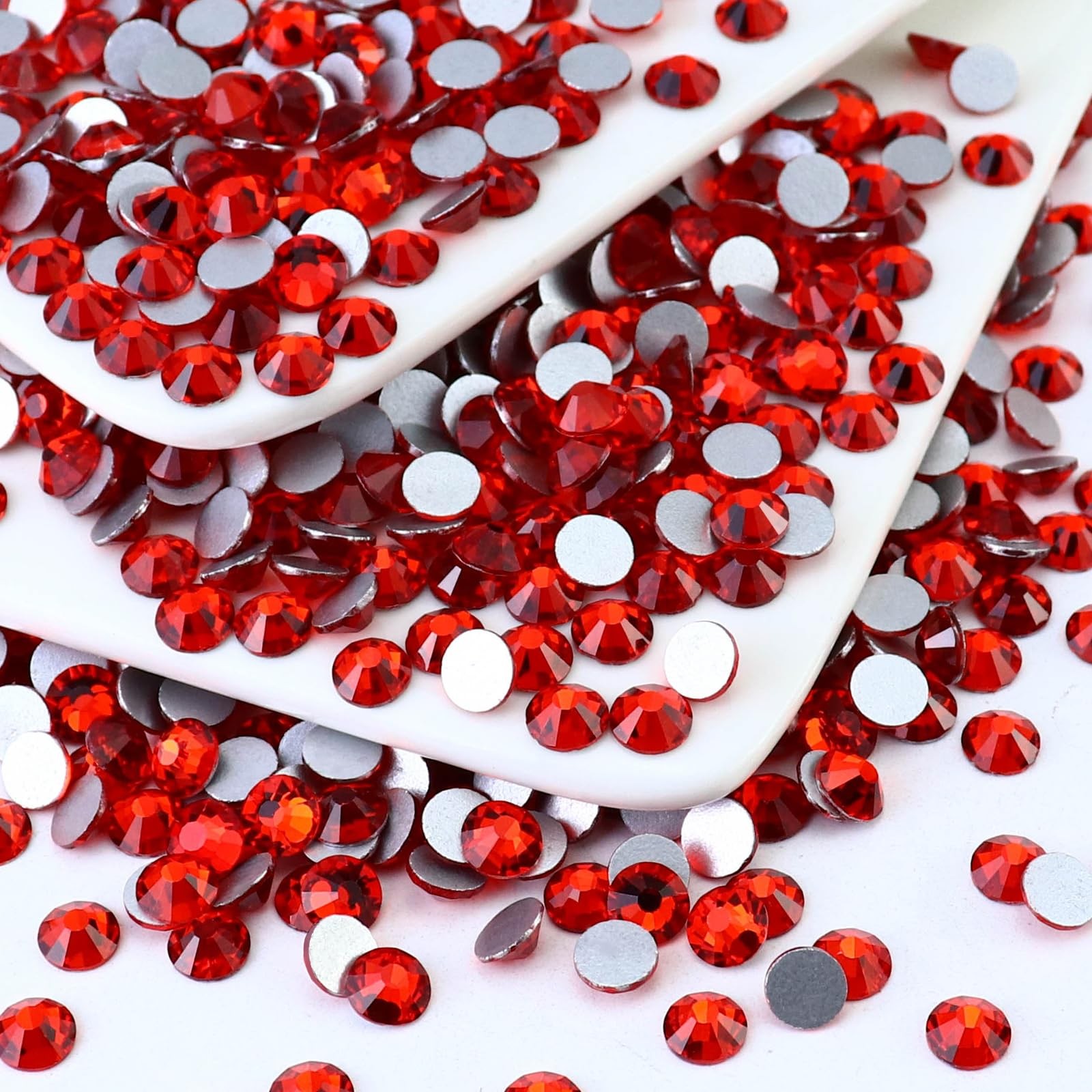 Light Siam Flatback Glass Rhinestones Crystals Non-HotFix Glitter Stones