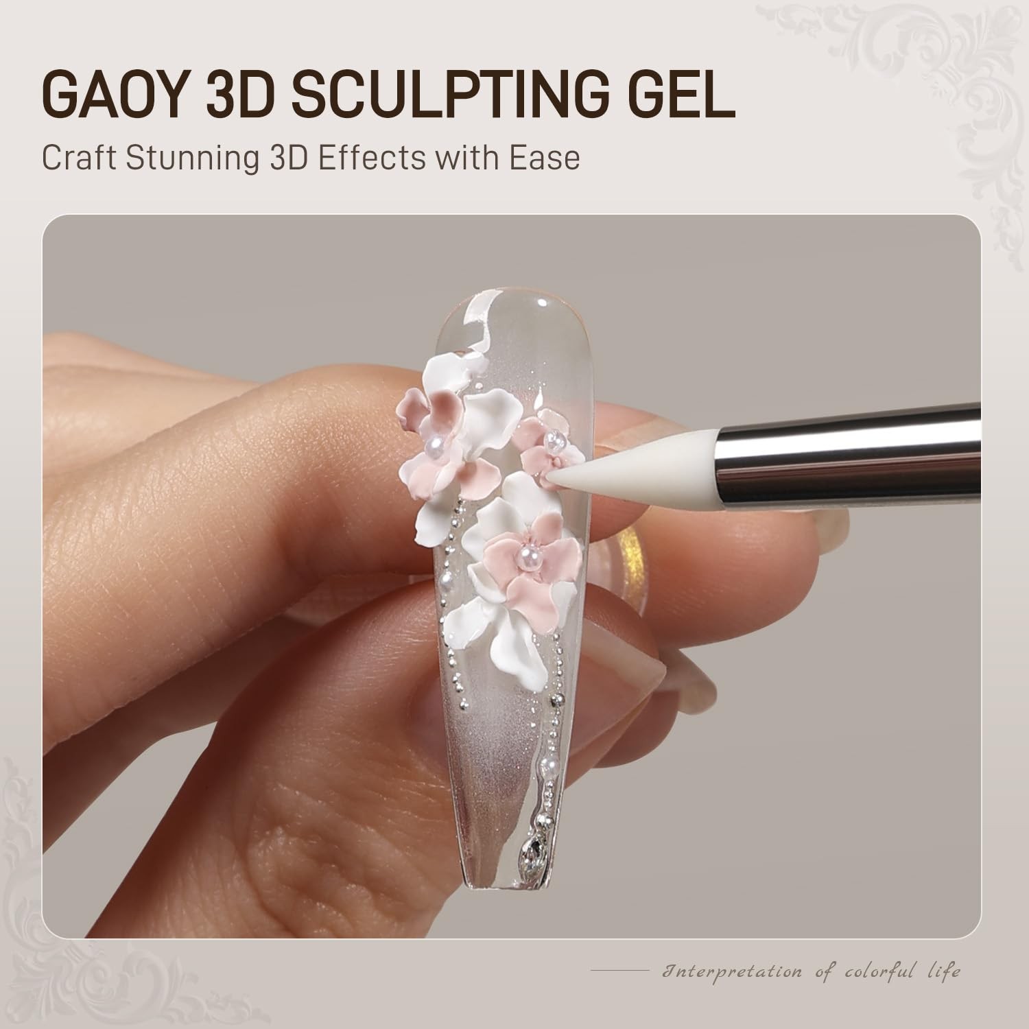 GAOY White 3D Sculpting Gel for Nail Art, 15g | Solid Nail Gelm, Non-Sticky, Har