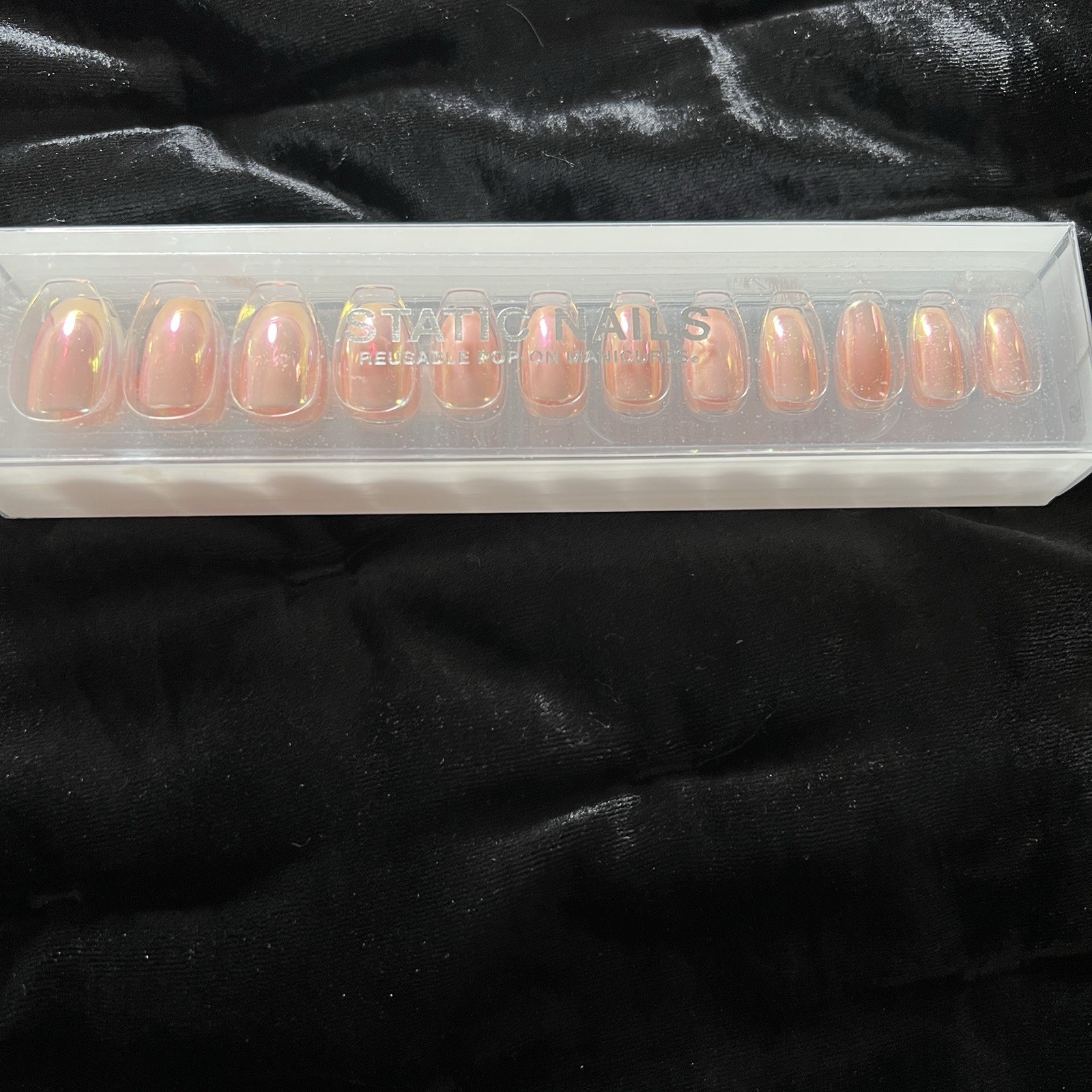 🍎 Static Nails Peach Fizz Coffin Reusable Pop-On Nails New in Box 💋