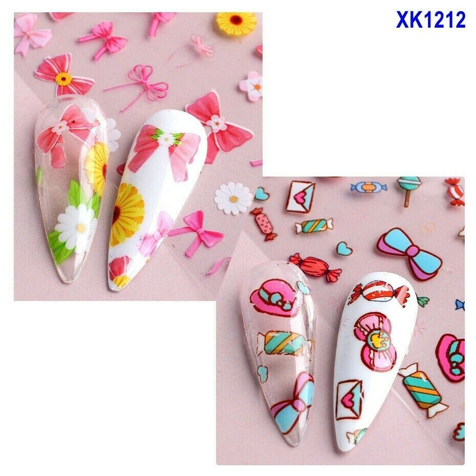 Bow Daisy Love Bowknot Flower Rose Nail Foil Transfer Sticker 10pcs 20X4cm 1212