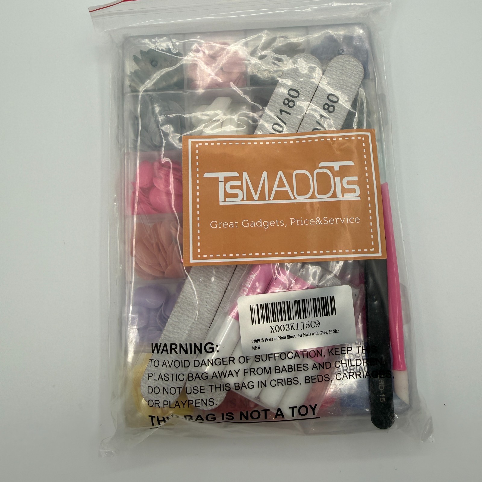 TsMADDTs 720 pieces Press On Nails Short, Glue, All in One Kit New (E-115)
