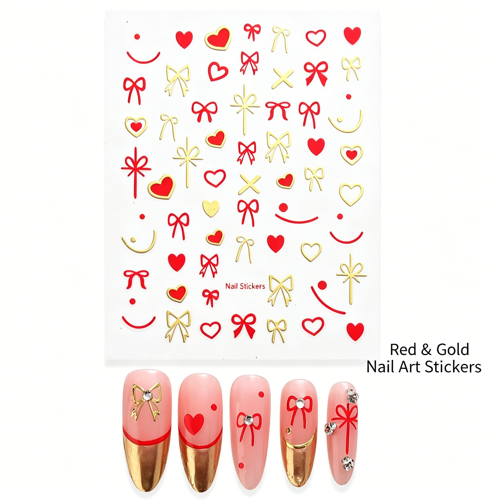 Ins European Atmosphere Nail Stickers, Blazing Red Lips Pattern, Black & White L