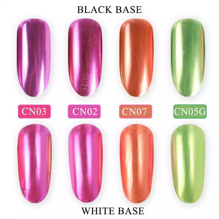 UNICORN NAIL CHROME POWDER ROSE GOLD MIRROR PINK RED DUST COLOURS EFFECT PIGMENT