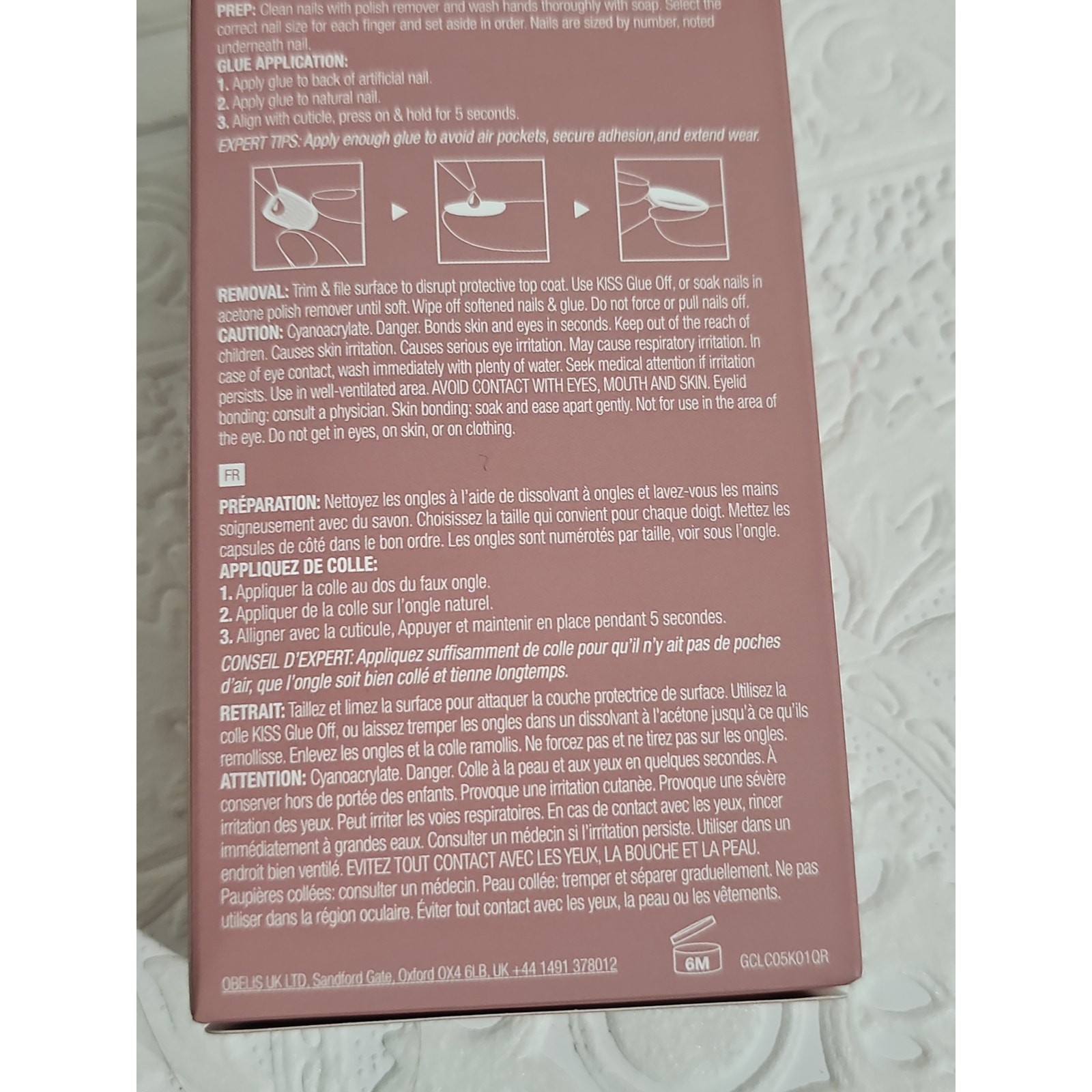 NEW Set of Two Packs GoldFinger Press On Nails 24 pcs Long Oval Chalet Pink