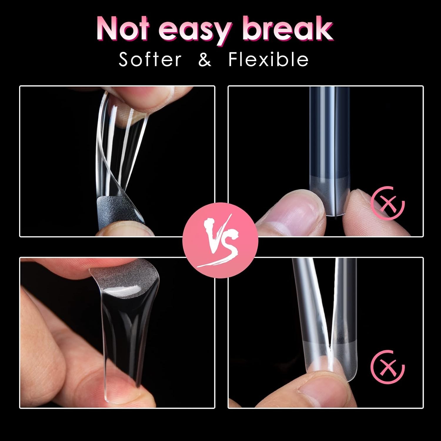 Long Straight Nails Tips,240PCS Full Cover Soft Gel Nail Tips for Acrylic Nai…