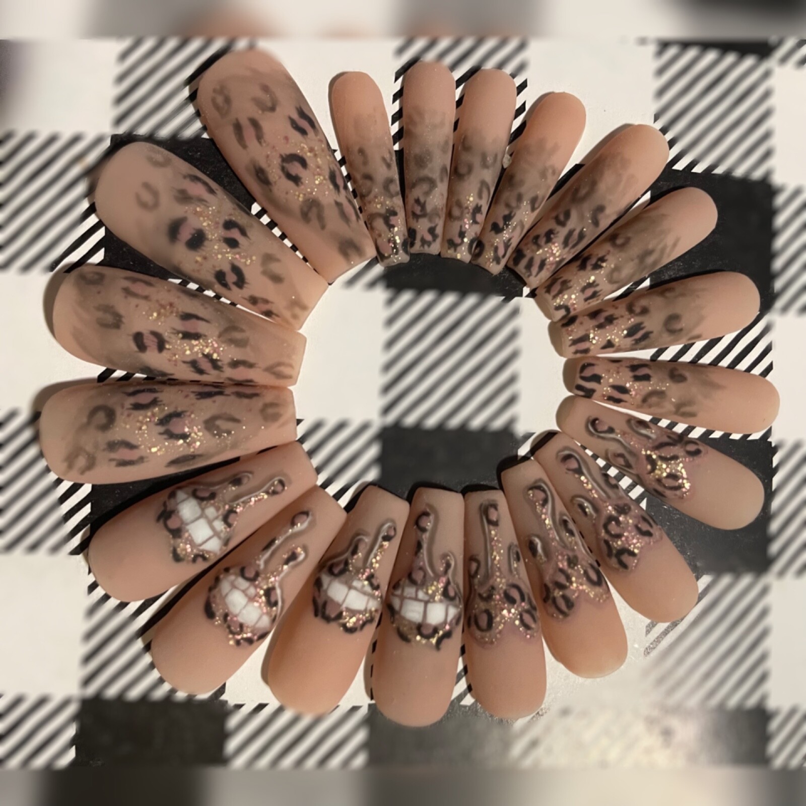 custom press on nails 3 sets of 20 Valentine’s Day deal lips heart cheetah
