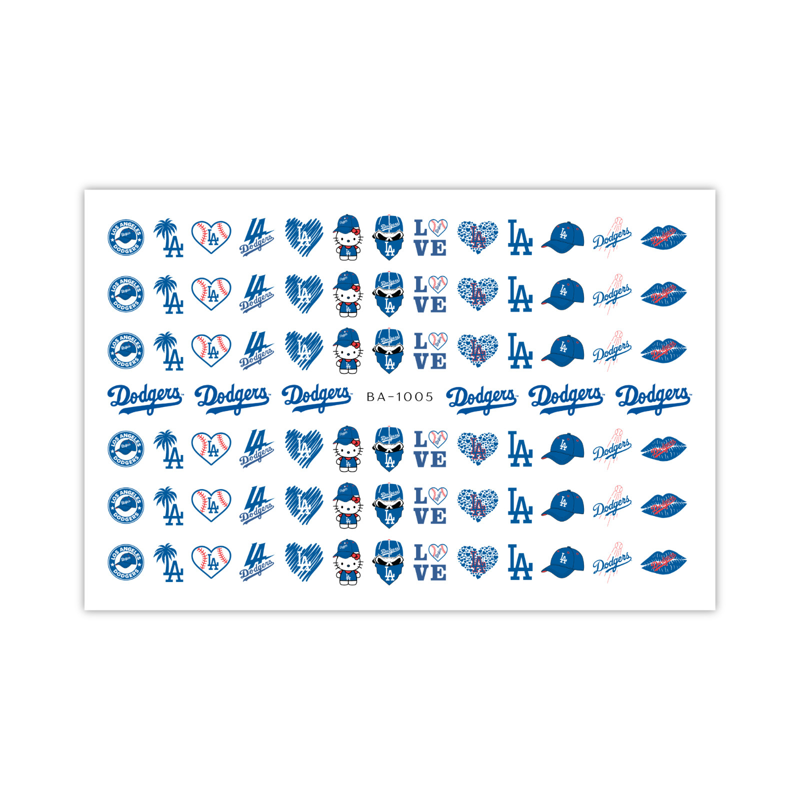 LA Dodgers Baseball Nail Decals Water Transfer Clear Overlay Nail Art