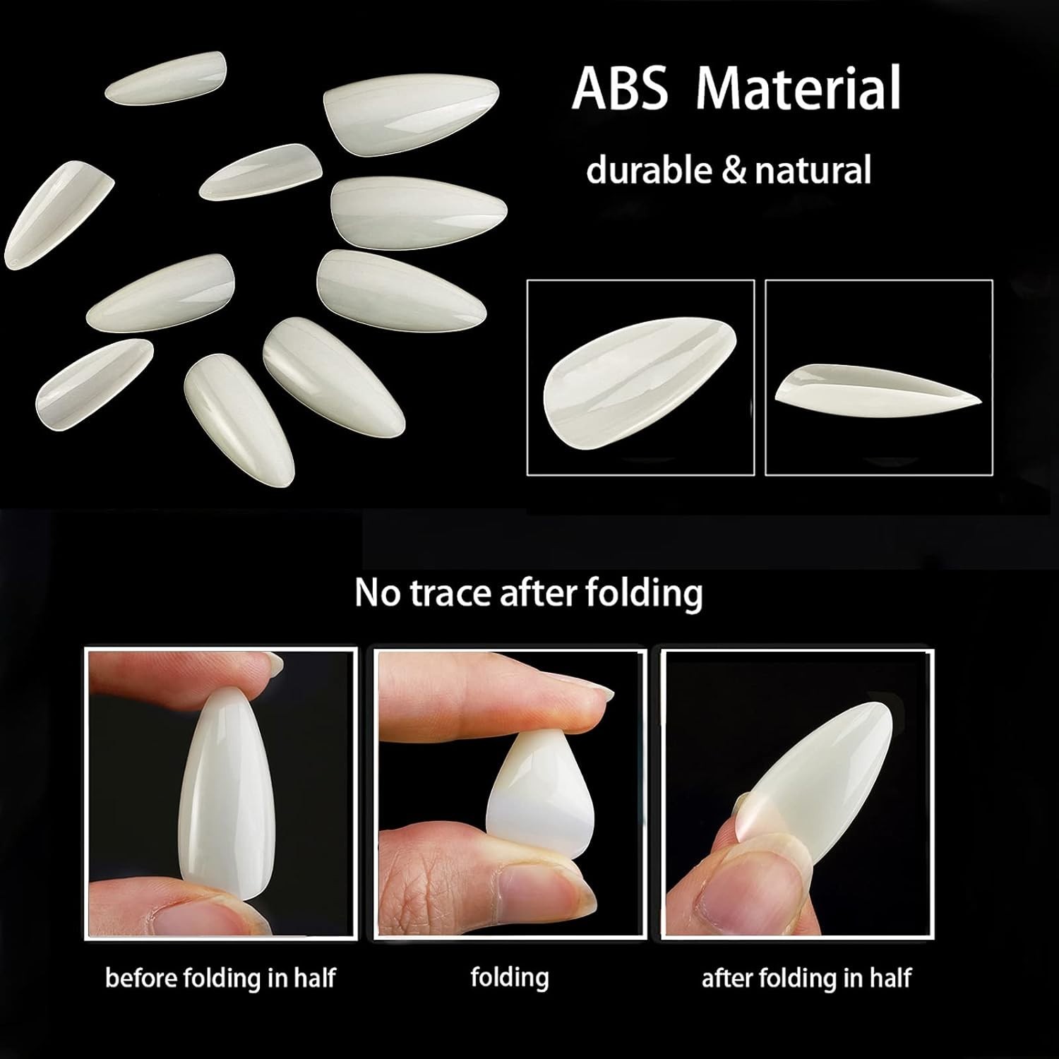 500Pcs Medium Almond Fake Nail Tips Full Cover Clear Acrylic Nails Press on N…