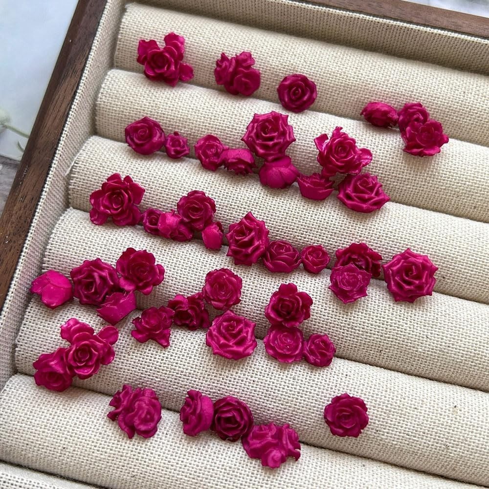3D Rose Red Flower Nail Charms Luminous Camellias Roses Nail Art Charms Soft