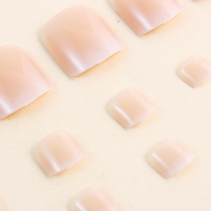 48P Short Square Toe Press on Nails, Nude Pink Ombre Simple Fake Toenails