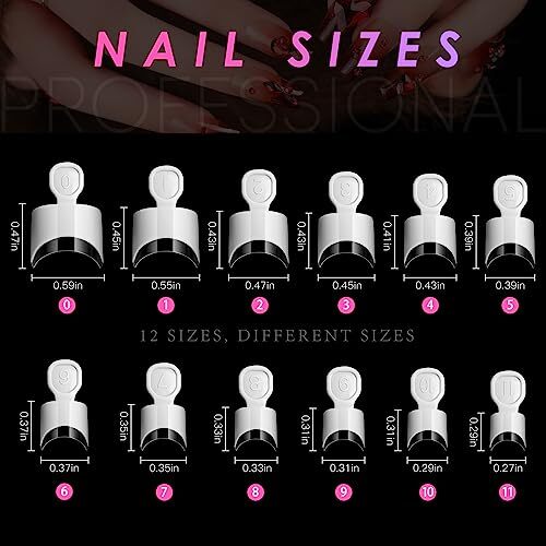 White French Nail Tips 120 PCS Short French Style Acrylic Nail Tip 12 Sizes