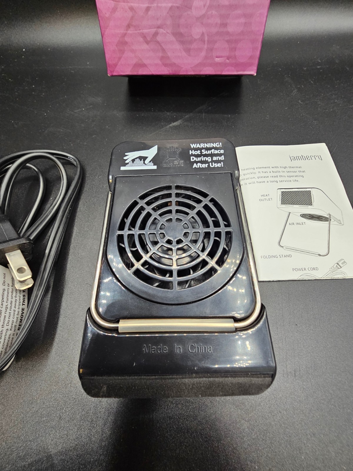Jamberry Mini Heater Nail Wrap Heater Purple w/ Box Power Cord & Manual Tested