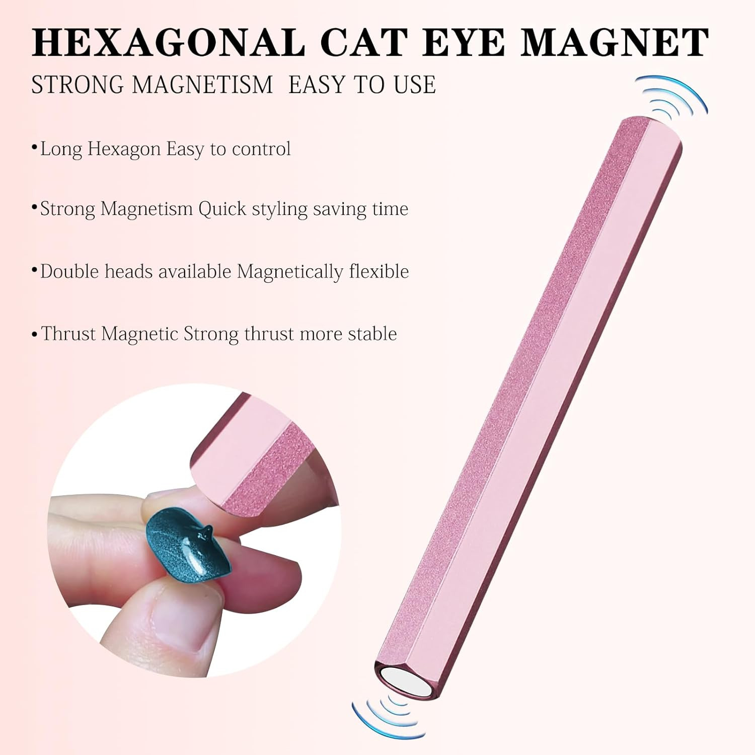 Cat Eye Nail Magnet,Professional Double-Ended Hexagon Strong Nail Magnet Stick f
