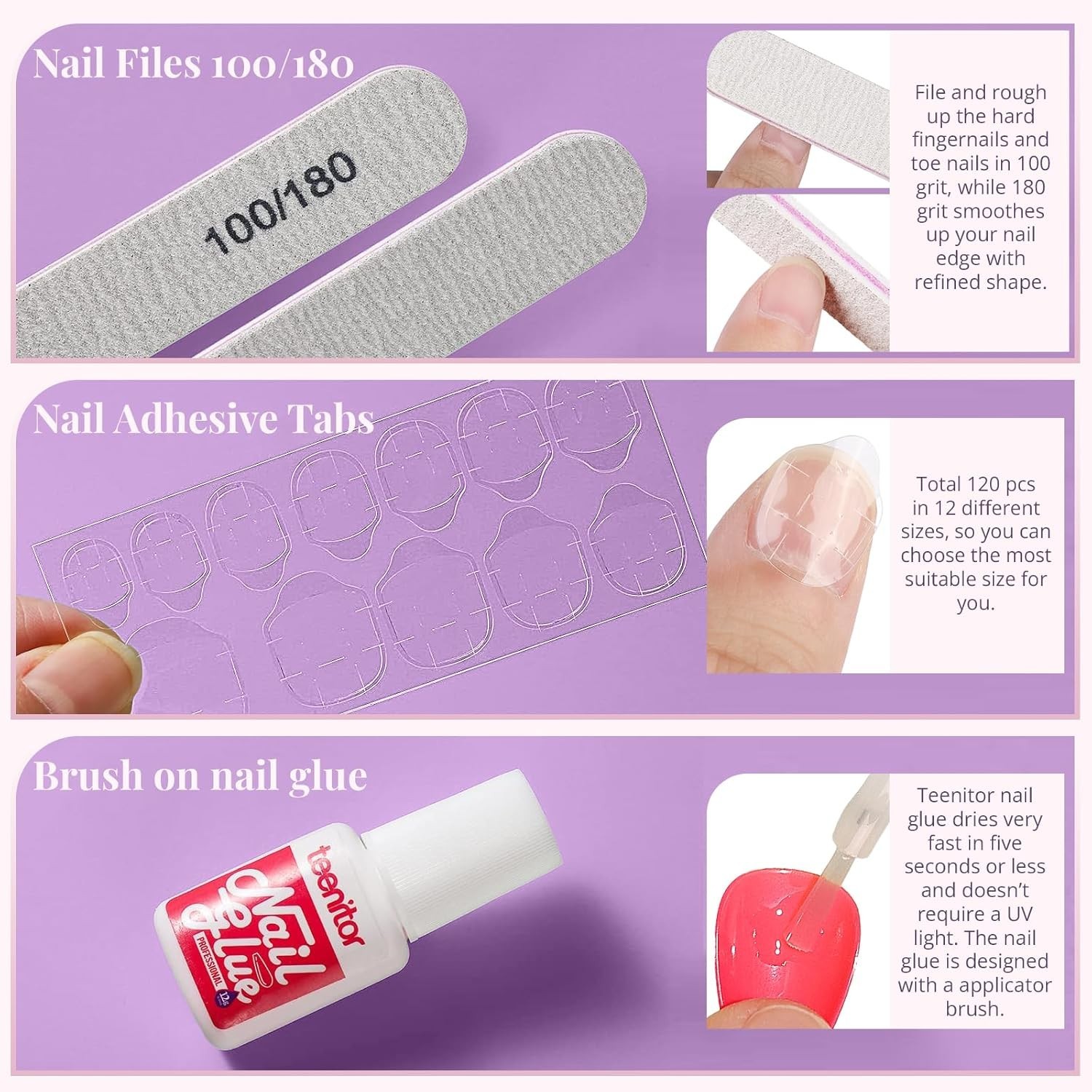 Elegant Press-On Almond Nails Kit: Matte, Glossy & Glitter for Effortless Style