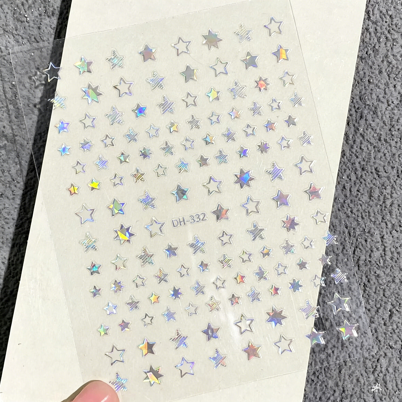 Internet Celebrity Hot Stamping Five-pointed Star Nail Stickers, Flat Laser Holl
