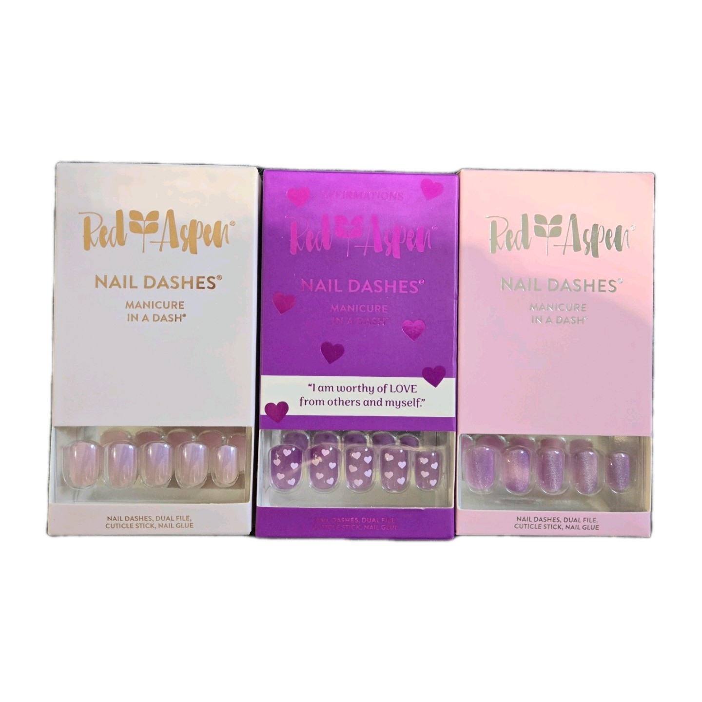 Red Aspen Nail Dashes Purple Hearts, Love in Little Havana, Lots of Lilac Lilith