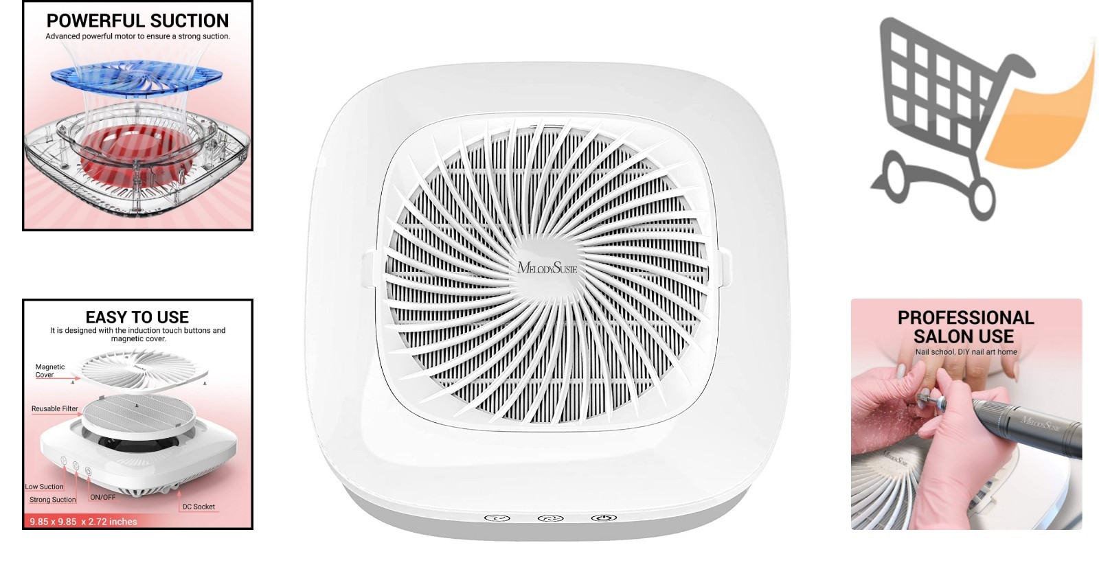 Nail Dust Collector Plastic 3.15×6.3in Reusable Filter Salon Professional