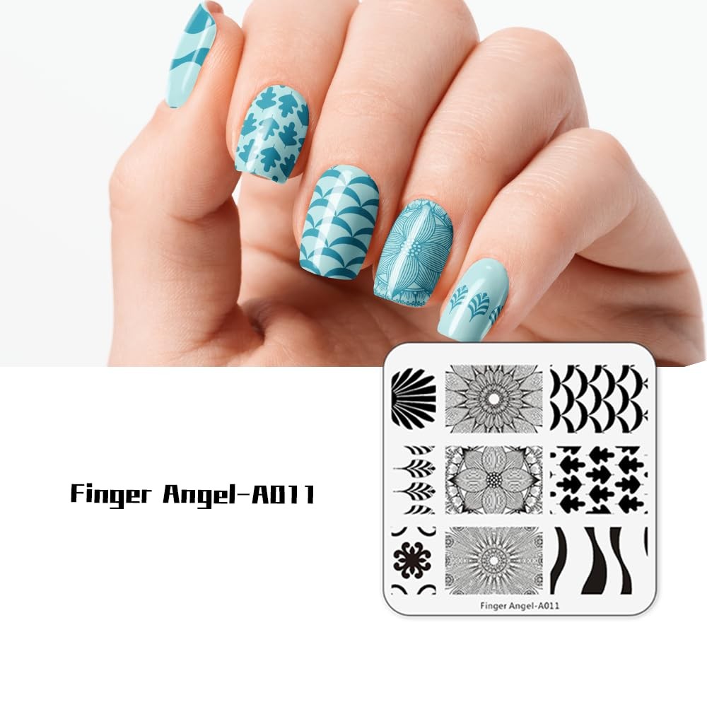 Finger Angel 10Pcs Nail Art Stamping Templates Manicure Tool Kit 10pcs Nail Stam