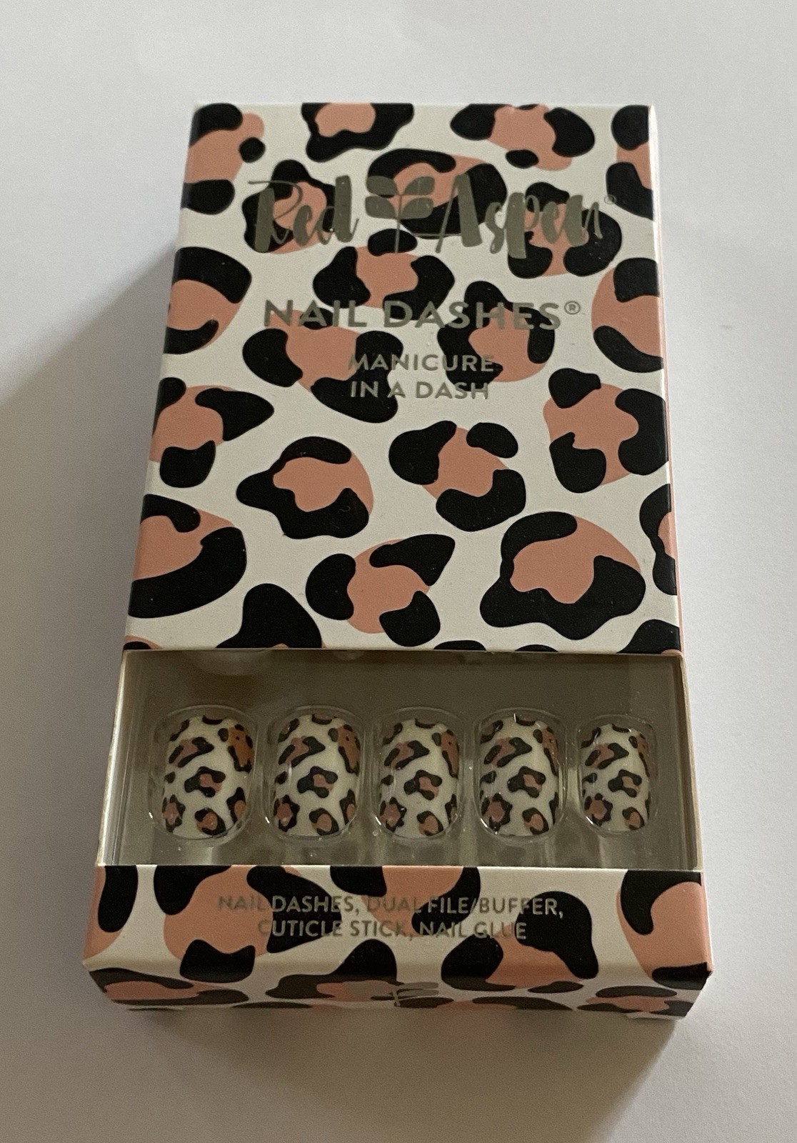 Red Aspen Nail Dashes – Leopard For Lydia -Short Square- Animal Print -NEW