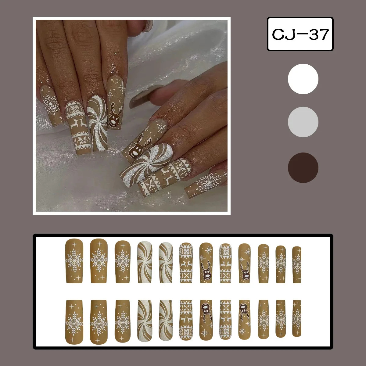 24pcs Halloween Spider Fake Nails French Coffin Full Cover Artificial Nail Tips