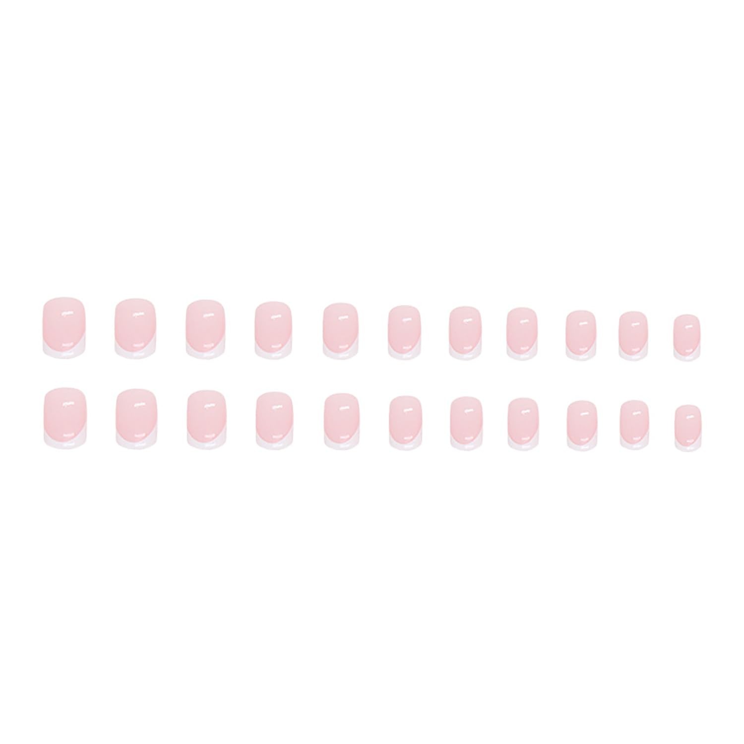 24Pcs White French Tip Press on Nails Short Square Fake Nails Glossy Pink Acr…